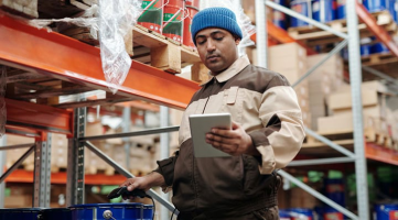 Logistics professional working in a warehouse